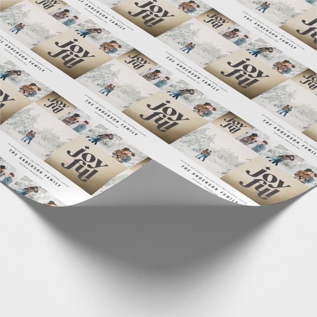 Modern geometrisk glatt typografi guld-julmas presentpapper (Hörn)