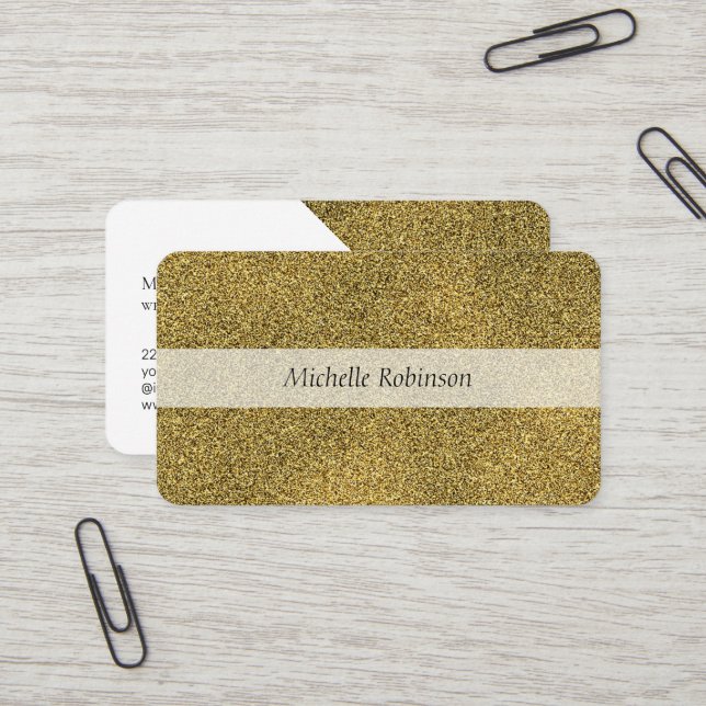Modern geometrisk glitter guld professionell visitkort (Fram/Back In Situ)