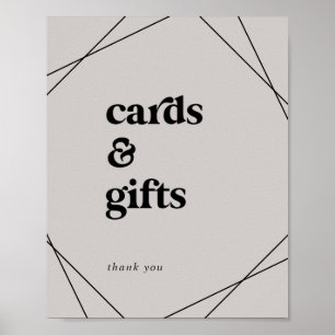 Modern Geometrisk Gråa Kort och Presenttecken Poster