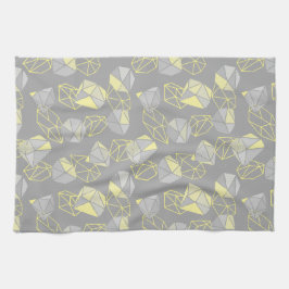 Modern geometrisk grammofon Mönster Grått och Gult Kökshandduk