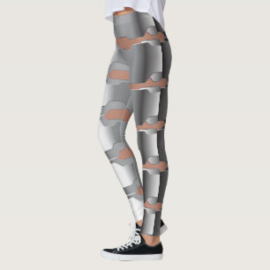 Modern geometrisk Grått och Rosa av hud, Struktur Leggings