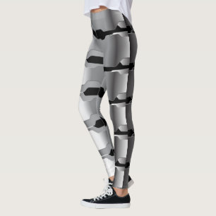 Modern geometrisk Grått och svart metallisk Strukt Leggings