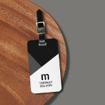 Modern geometrisk Grått White Black Bagagebricka<br><div class="desc">Modern utformning av bagagemärke med fet monogram och geometrisk bakgrund i anpassadet.</div>