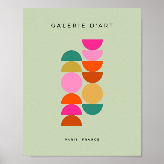 Modern geometrisk Grönt för färgstarka mittårsplat Poster (Framsidan)