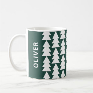 Modern geometrisk grönt Julgran Kaffemugg