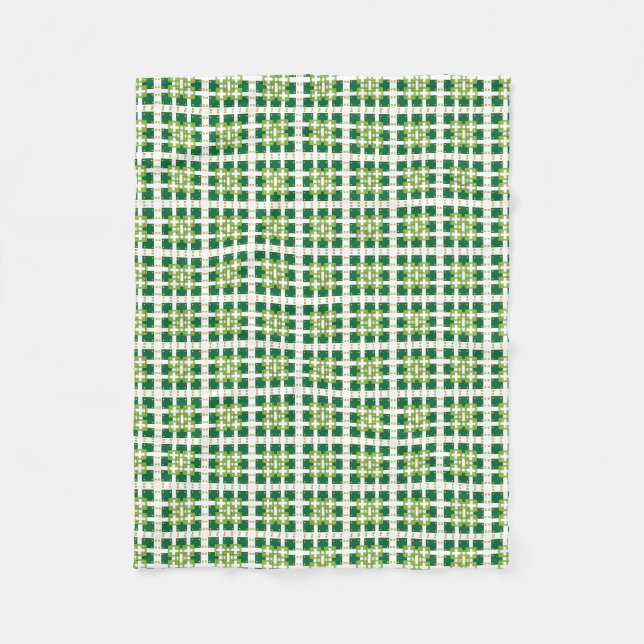 Modern geometrisk grönt Skogskorvar mönster Fleecefilt (Framsidan)