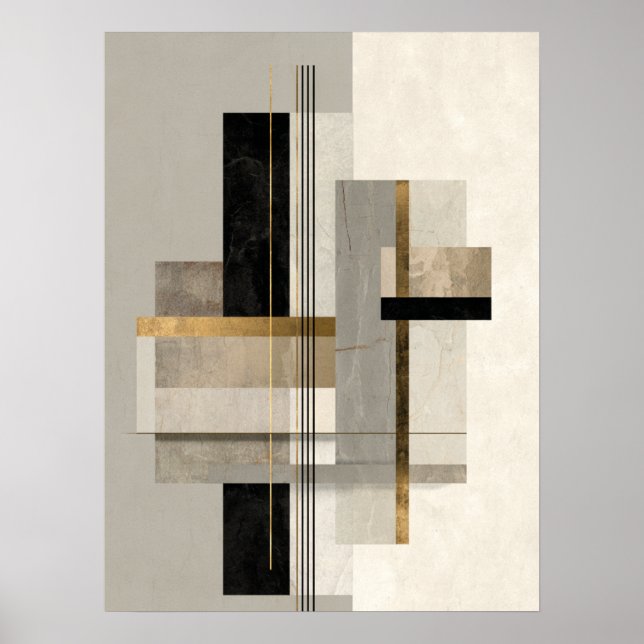 Modern geometrisk guld abstrakt konst poster (Framsidan)