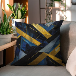 Modern geometrisk Guld och blå Kudde