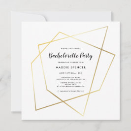 Modern geometrisk guld ram Bachelorette Party Inbjudningar