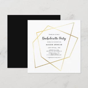 Modern geometrisk guld ram Bachelorette Party Inbjudningar