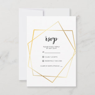 Modern geometrisk guld ram bröllop OSA kort