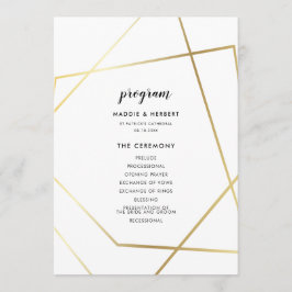 Modern geometrisk guld ram bröllop program