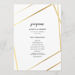 Modern geometrisk guld ram bröllop program