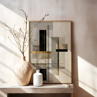 Modern geometrisk guldabstrakt konst canvastryck