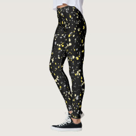 Modern geometrisk Gult Grått Terrazzo Mönster Leggings