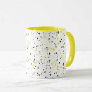Modern geometrisk Gult Grått Terrazzo Mönster Mugg