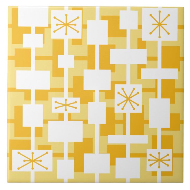 Modern geometrisk Gult i mitten Kakelplatta (Framsidan)