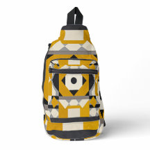 Modern geometrisk Gult- och Grått Sling Bag