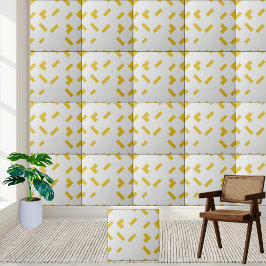 Modern geometrisk Gult och Vita Mönster Kakelplatta