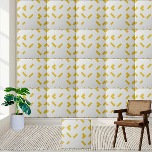 Modern geometrisk Gult och Vita Mönster Kakelplatta