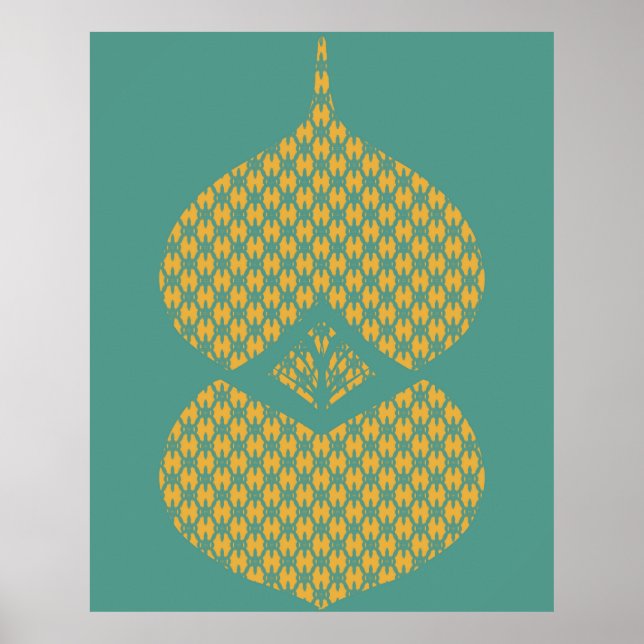Modern geometrisk Gult-turkos i mitten av århundra Poster (Framsidan)