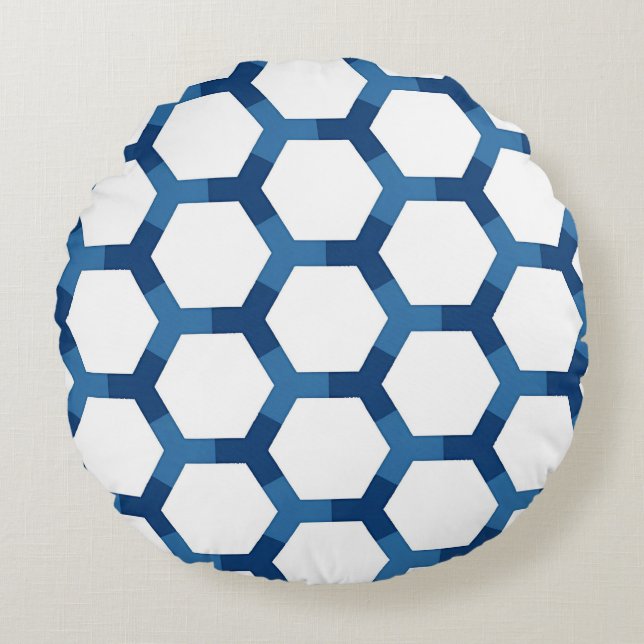 Modern geometrisk hexagonmönster rund kudde (Framsidan)