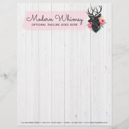 Modern geometrisk Hjort och Shabby Ro Rustic Wood Brevhuvud