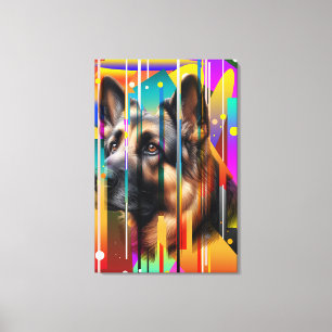 Modern Geometrisk Hund Canvastryck