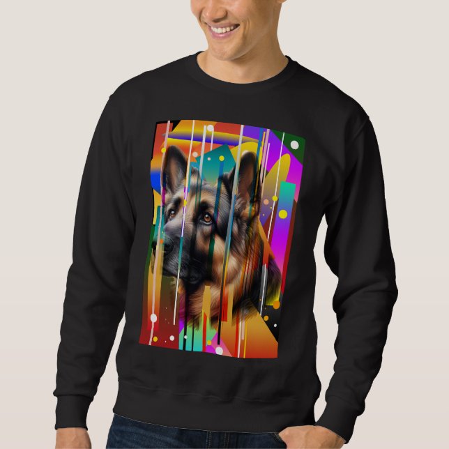 Modern Geometrisk Hund   Lång Ärmad Tröja (Framsida)