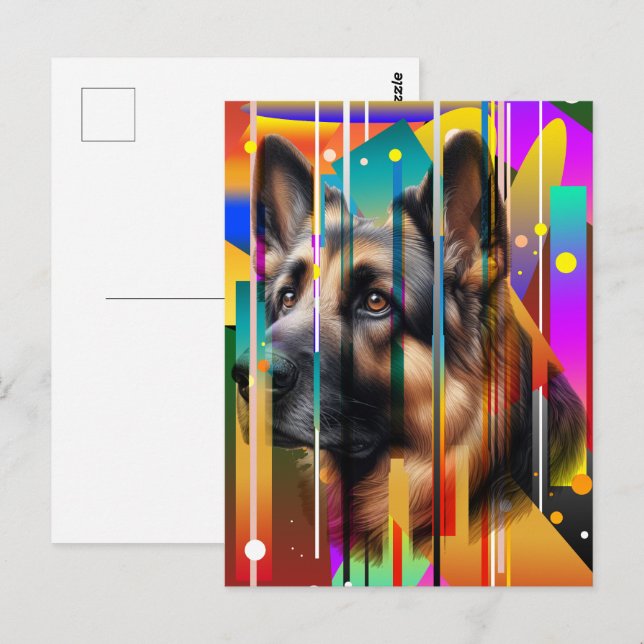 Modern Geometrisk Hund   Vykort (Fram/baksida)