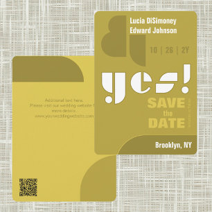 Modern geometrisk ja! Grönt Spara datumkortet Spara Datumet