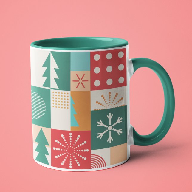 Modern geometrisk julfesttid - Helgdagar Mugg (Skapare uppladdad)