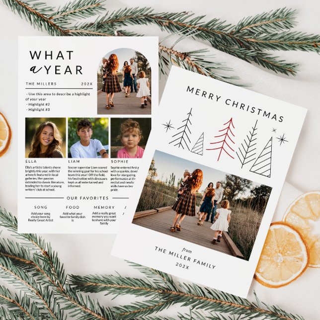Modern geometrisk julfotoutgång under granskning julkort (Modern Family Photo Year In Review Christmas Card)