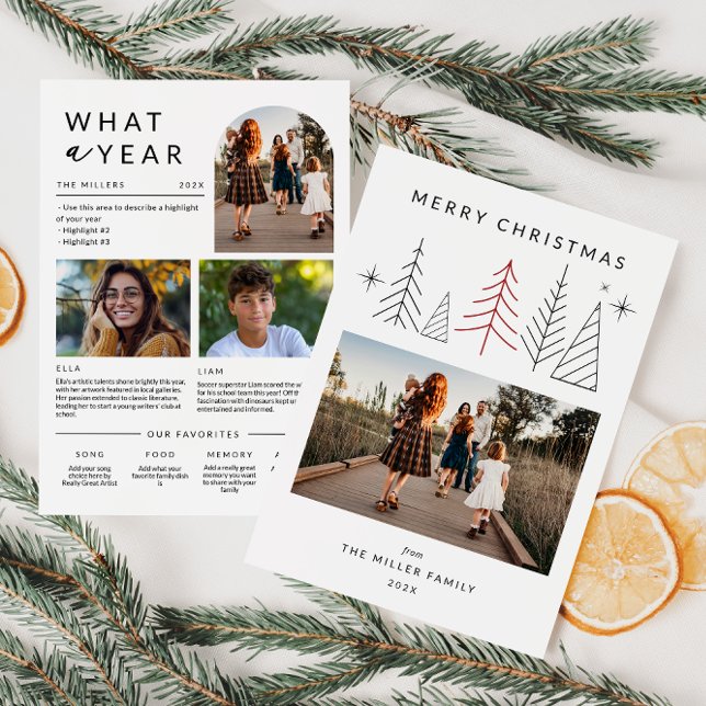 Modern geometrisk julfotoutgång under granskning julkort (Modern Family Photo Year In Review Christmas Card)