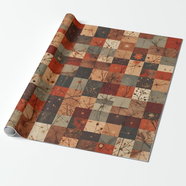 Modern geometrisk julgrid sömlöst mönster presentpapper (Utrullad)