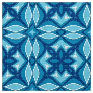 Modern geometrisk kakel Mönster Nyanser av Denim B Tyg