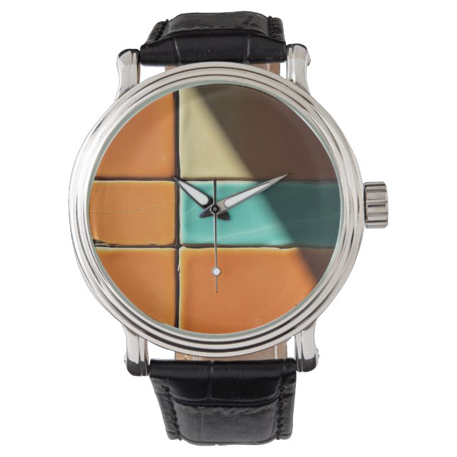 Modern geometrisk kakel Mönsterdesign Armbandsur (Framsida)