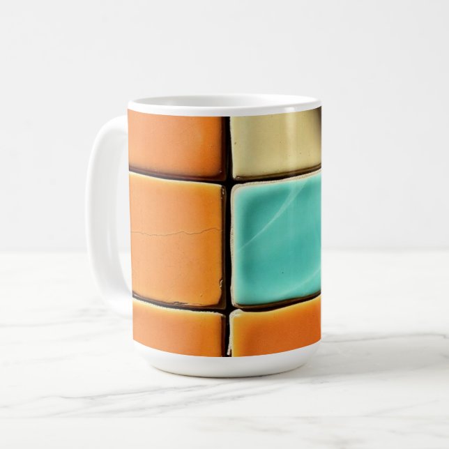 Modern geometrisk kakel Mönsterdesign Kaffemugg (Framsida vänster)
