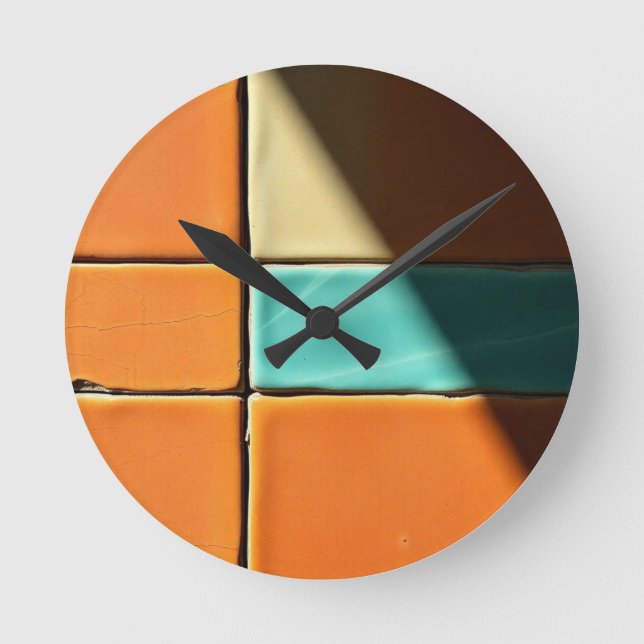 Modern geometrisk kakel Mönsterdesign Rund Klocka (Framsida)