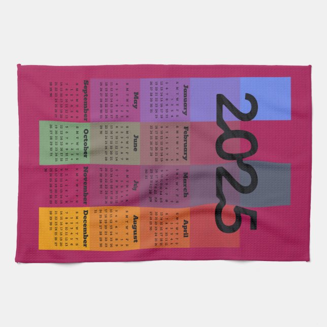 Modern geometrisk kalender 2025 kökshandduk (Horisontell)