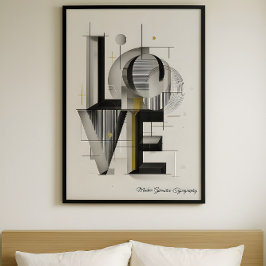 Modern geometrisk KÄRLEKSTypografi Abstrakt Konst Poster
