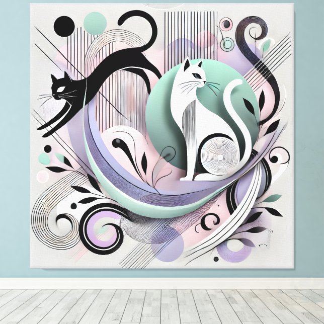 Modern geometrisk katter - Abstrakt Canvas Art (Insitu (trägolv))