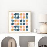 Modern geometrisk konsdesign i mitten poster<br><div class="desc">En modern Geometrisk konsthistorik i halvducerad,  mjuk nyans av  rosa,  senapsformad gult och skifferblått.</div>