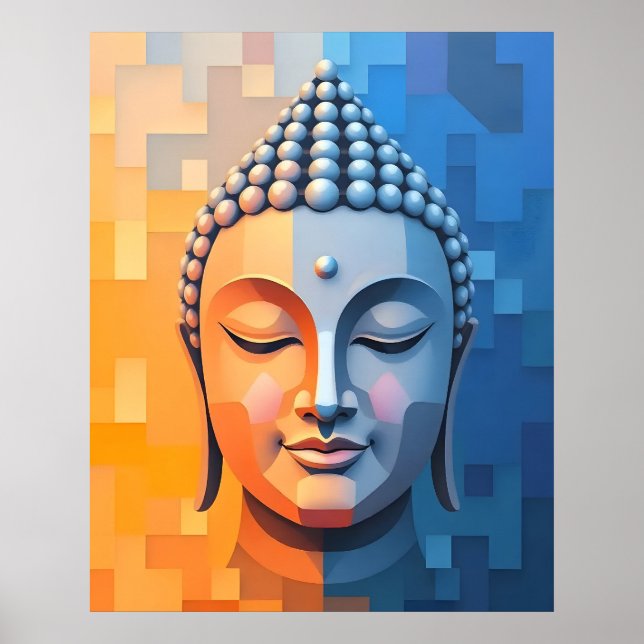 Modern geometrisk konst | Meditating Buddha Poster (Framsidan)