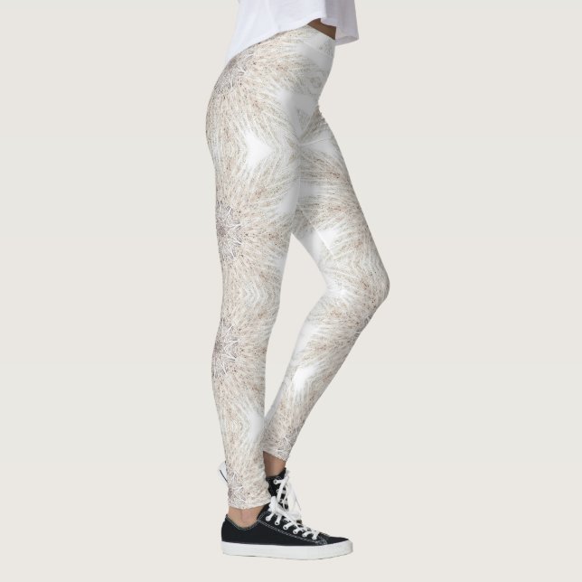 Modern geometrisk konst vit grått kvinnlig könssty leggings (Höger)