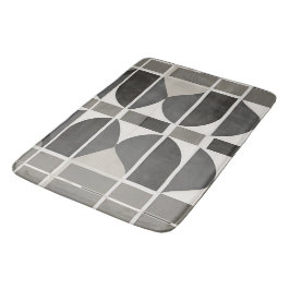 Modern geometrisk Kurvor i Grått och vitt Badrumsmatta