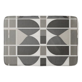 Modern geometrisk Kurvor i Grått och vitt Badrumsmatta