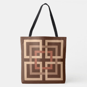 Modern geometrisk kvadrat, choklad brun och tan tygkasse