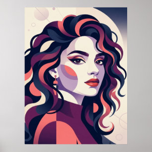 Modern geometrisk kvinnoporträtt poster