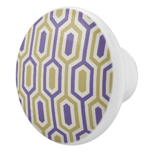 Modern geometrisk lavendel & guld keramisk skåp K Knopp